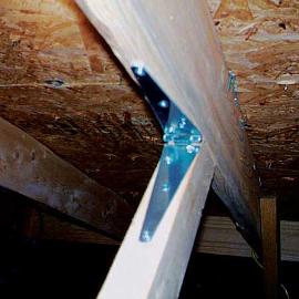 They could not have found a more incorrect item to use as a roof truss brace. You expect a brace to stop movement, but a hinge, by design, is supposed to allow easy movement. The correct part for this repair is even less expensive than this hinge was.