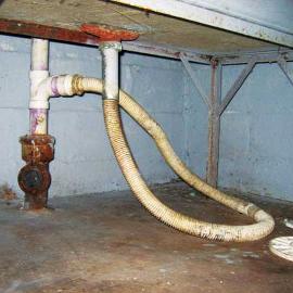 Here they used a flexible drain tube from an RV camper to permanently connect a drain inside their home. Again, you must use the right parts for the job. A quick trip to the Hardware Store could have prevented this mess. 